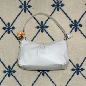 Coach Vintage Y2K Pleated Baguette Mini Hobo Purse Shoulder Bag - White
